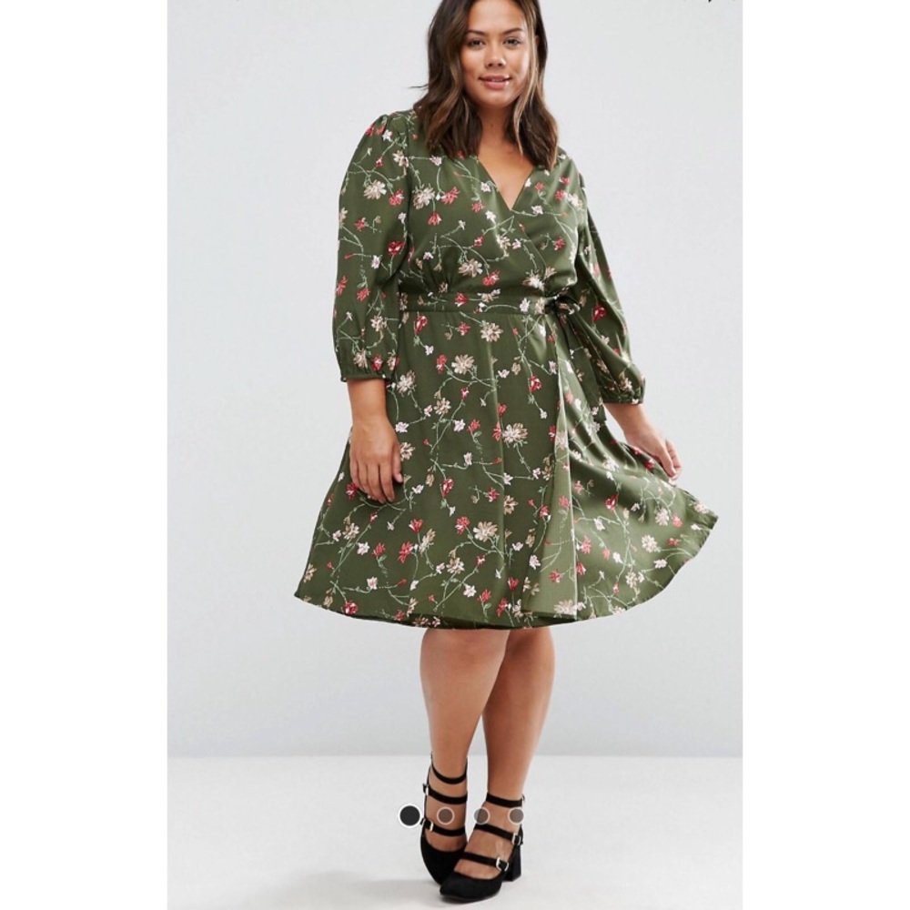 ASOS Yumi Plus Wrap Dress in Floral Print